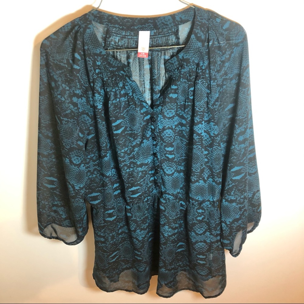 Sheer Black and Green Blouse